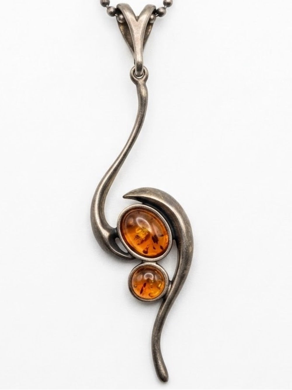 925 Vintage Amber Pendant Necklace
